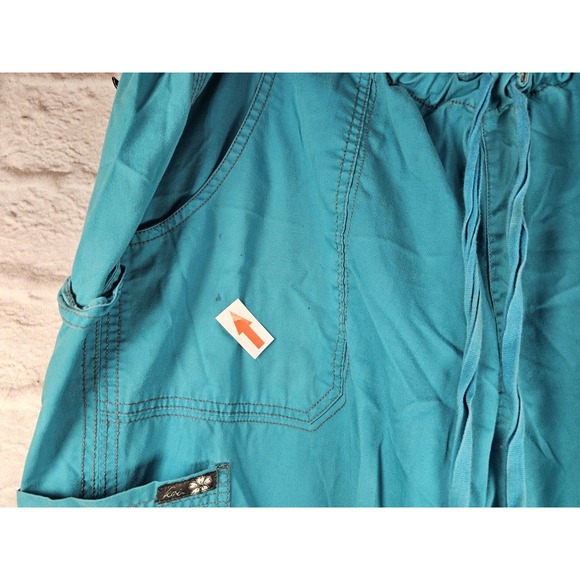 Dickies Scrub Pants Women 2XL EDS Turquoise Teal Cargo‎ Pockets Drawstring 86206 - Picture 3 of 10